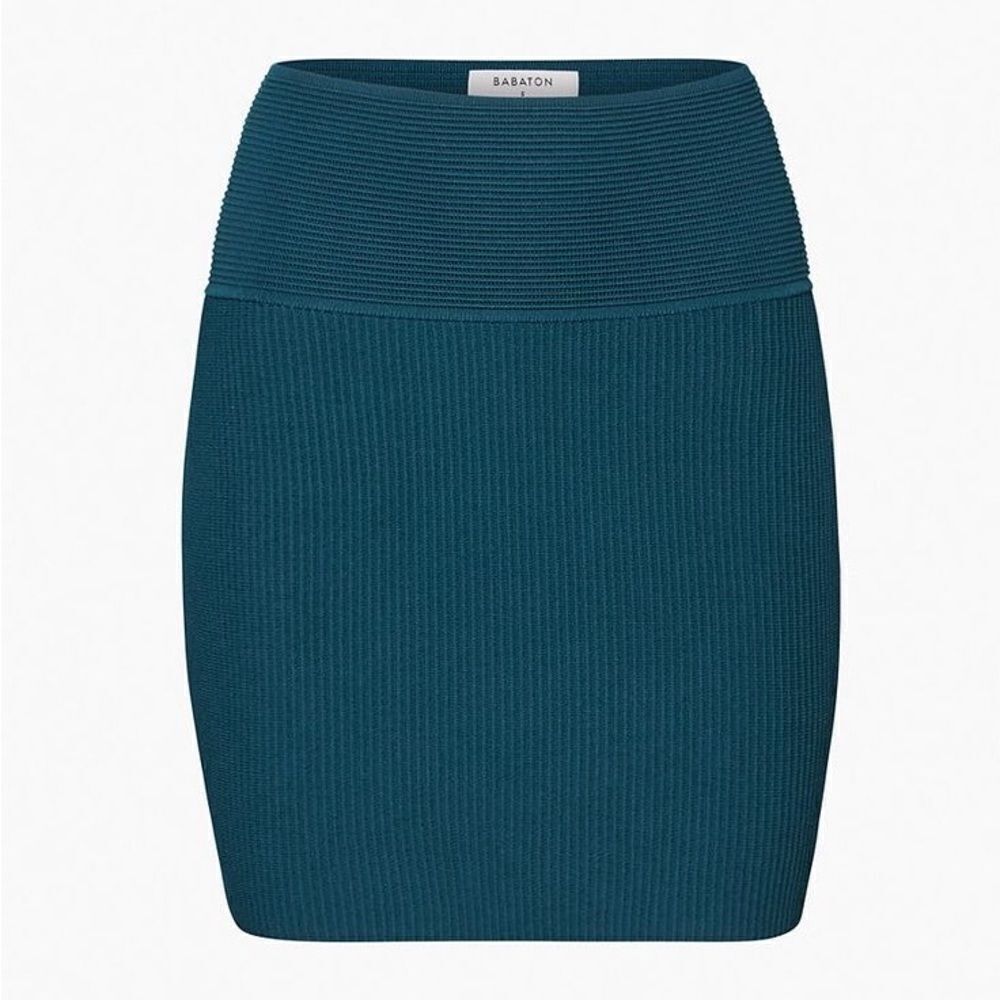 🏷️ NWT Babaton | Sculpt Ribbed Knit Pencil Mini Skirt | Herbage Green